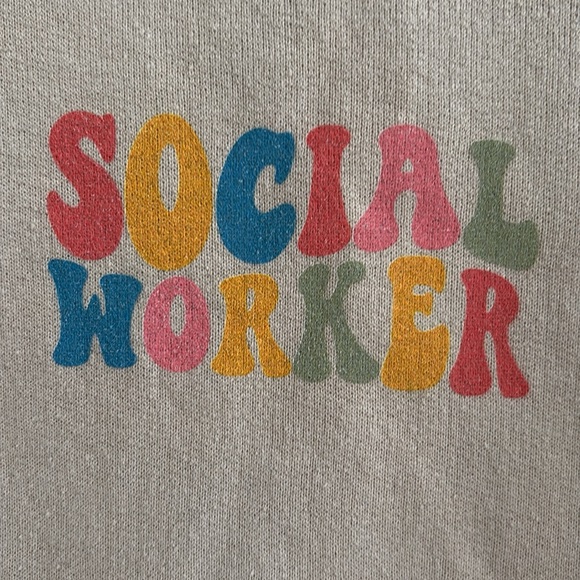 IN MY SOCIAL WORKER ERA SWEATER HAPPY FACE FLORAL GOOD VIBES SIZE SMALL - Picture 3 of 4